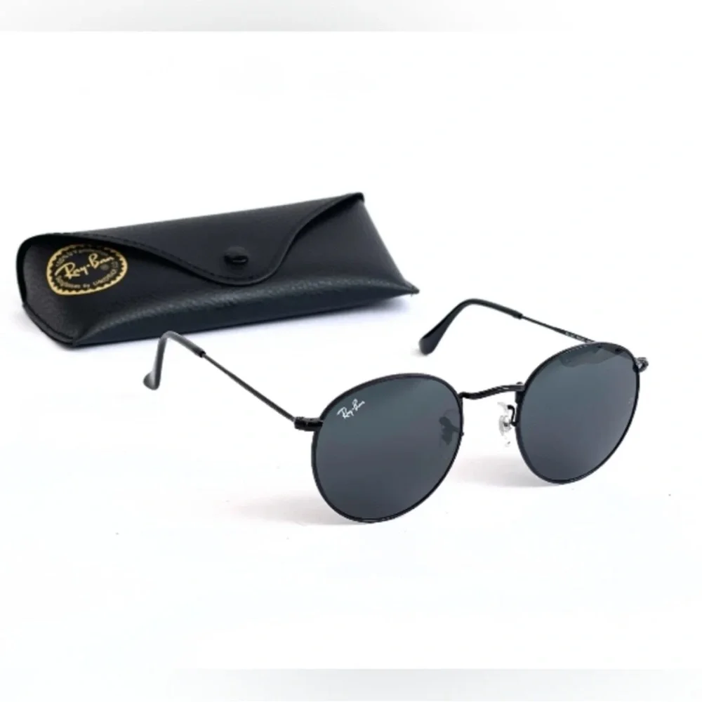 Like New Ray-Ban Black Circle Aviators (comes with case) - Picture 1 of 2